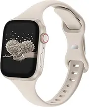 Slim Thin Narrow Bands Compatible with Apple Watch 38mm 40mm 41mm 42mm 44mm 45mm 49mm, Replacement Soft Silicone Sport Strap Wristbands for iWatch Series 9/8/7/6/5/4/3/2/1 Ultra/Ultra 2 SE Women Men