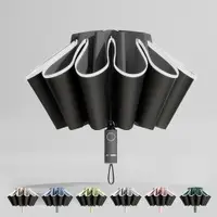 在飛比找蝦皮商城優惠-Mr.box 夜間反光條 UPF50+防曬 自動反向黑膠傘 