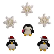 Buttons Galore Flatbacks Embellishments-Winter Waddlers (Pack of 3)
