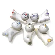 Japanese Chopstick Rests Holder Hashioki Ceramic Cute Cat Happy Face Set Gift C2