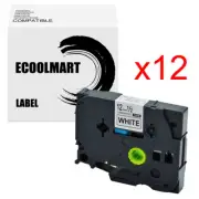 12PK Black on White Label TZ-231 Compatible with Brother TZe-231 P-Touch 12mm