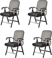 QMNUZCFD Folding Chairs with Padded Seats, Set of 4, 6 cm, for Indoor and Outdoor Use, Capacity 440 LB, for Home, Office, Party, Event (Black)