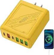 6 Port Charging Station - 15W Multiple USB Charger Adapter - Fast Charging Desktop Charger Multiple USB Charger Station USB C Charger Block, Fast Charging 4 USB Ports and 2 Type-C for USB Device