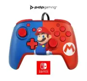 PDP Faceoff™ Deluxe+ Wired Nintendo Switch Controller Red & Blue Mario NEW