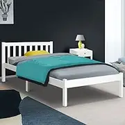 Artiss King Single Bed Frame Platform Wooden Timber Frames Beds Base Bedroom Room Decor Home Furniture White for Kids, Toddler and Adult, Modern Design