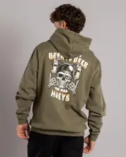 [The Mad Hueys] The Mad Hueys Men's Beer To Beer Hoodie in Olive Green Size 2XL 2XL Olive Green