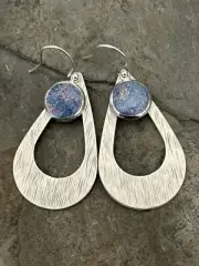 Lunar Blue & Silver Teardrop Earrings Sterling Silver Wires Sundance Treasures