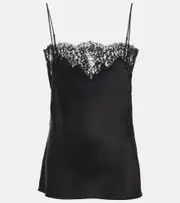 [Stella McCartney] Stella McCartney Satin and lace tank top AU 2 black
