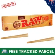 Raw Pre Rolled Cones King Size Classic Rolling Papers AUTHENTIC Unbleached 32 bo