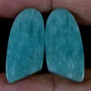 27.60 Cts Natural Amazonite Matched Pair Cabochon Gemstone For Jewelry Supply