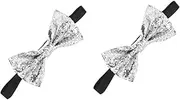 [SAFIGLE] 2pcs Bow Tie Bowties Men Pre Tied Ties for Men Groom Bowtie Wedding Tuxedo Bowties Glitter Bowtie for Men Glitter Bowties Pretied Ties for Men Silver Fabric