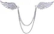 [GUAFEIH] Lapel Pin for Men Stone Detailing Double Angel Wing Tassel Chain Brooch Suit Stud, Shirt Studs Men's Accessories