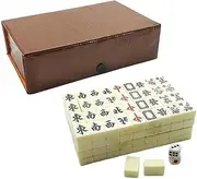 Mahjong Tiles Chinese Mahjong Set Portable Mini Mahjong Set Hand Carved Mahjong Cards 144 Melamine Mahjong Cards Friend Family Party Playing Supplies Chinese Mahjong