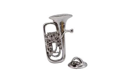 Polished Euphonium / Tuba silver-plated pin badge