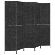 vidaXL Room Divider Screen Divider Privacy Screen 5-Panel Black Water Hyacinth