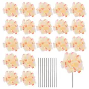 20 Sets Artificial Hydrangea Flower Heads with Stems for Bouquet,Light Yellow