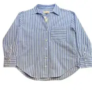 New with Tags philosophy Republic Clothing Blue White Striped Button Up Top XS