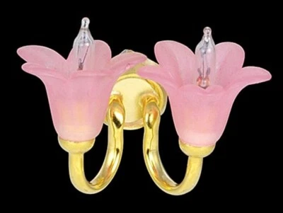 DOLLS HOUSE lighting 12 volt TWIN PINK LILY WALL LIGHT EL351W