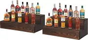 Bottle Display Shelf, 2 Pack Wood Bar Shelf,Tabletop Wine Rack, Bottle Stand for