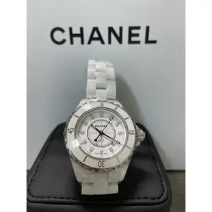 (已售罄）二手Chanel 經典j12白色石英陶瓷錶（33mm/12鑽）
