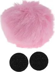 X AUTOHAUX Motorcycle Helmet Accessories Decoration Round Tail for Motorcycle Bicycle Skiing Helmets Light Pink Plush Stickers 1 Set