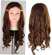 NOLITOY 1pc Mixed Hair Practicing Head Hair Synthetic Fiber Mannequin for Hairdressing Training for Cutting Curling and Styling Practice Brown