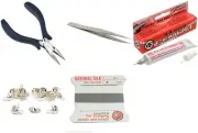 Bead Tip Kit - Pliers, Tweezers, Cement, 12 Bead Tips & Grey Bead Cord #3