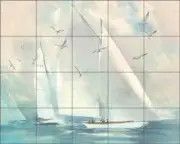 Sailing Tile Backsplash Steve Hunziker Nautical Art Ceramic Mural OB-SH887