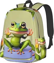 [vacsAX] The funny frog doing yoga School Backpack Rucksack Large Capacity Back Pack with Front Pocket Lightweight School Bags