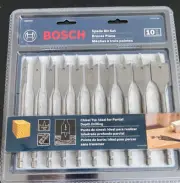 Bosch SB0010 10 pc. Chisel Point Spade Bit Set 1/4" to 1" Sealed Brand NEW