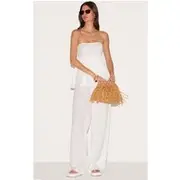 White Bandeau Peplum Detail Jumpsuit, White