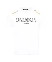 Balmain Kids Logo Embroidered Crewneck T-Shirt 8Y,6Y,4Y,14Y,13Y,12Y,10Y white