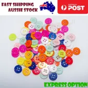 100x 11mm Resin Buttons Mixed Colours 4-Hole Button DIY