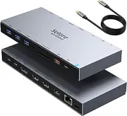 USB C Docking Station,15 in 1 Laptop Docking Station 3 Monitors with 2 HDMI 4K, DisplayPort, USB 3.1/USB-C Data 3.0, 100W PD, Ethernet, Audio, SD&Micro SD Slot for Dell XPS 13 15 HP and More