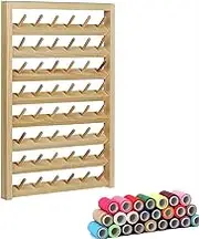 lesolar Wall-Mounted Thread Stand Rack 48 Spool Foldable Wood Hold Organizer Wall Mount Cone Embroidery Machine Sewing Holder Needlework Tool with Hanging Hook