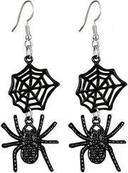 [YangQian] Halloween Spider Web Earrings for Women Girls - Witch Costume Accessories - Black Spiderweb Earrings for Cosplay