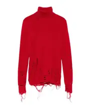 MM6 Maison Margiela Distressed Roll Neck Jumper S red