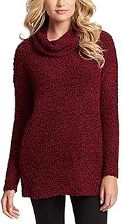 [Jessica Simpson] Ladies' Cowl Neck Long Sleeves Drop Sweater (S, Red)