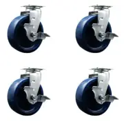 Tool Box Caster Wheel Set – 6 Inch Solid Polyurethane Swivel Casters – SCC