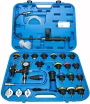 28PC UNIVERSAL RADIATOR PRESSURE TESTER KIT & VACUUM TYPE COOLING PURGE REFILL
