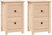 vidaXL 2X Solid Wood Pine Bedside Cabinets Bedroom Furniture Nightstand Bedside Table Storage Wooden Telephone Lamp Stand Home Organiser