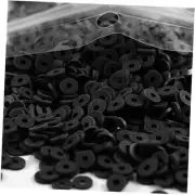 2000pcs Black Clay Beads for Bracelets Making, Flat Round Polymer Clay Black 18