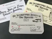 Society of Time Travelers membership card 1927 - Back to the Future DeLorean new