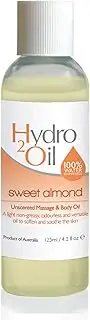 Hydro 2 Oil Sweet Almond Massage Oil 125ml - Water Dispersible Formula with Sweet Almond Oil for Nourishing Relaxation