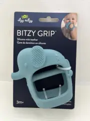 Bitzy Grip Silicone Baby Mitt Teether, Elephant - 3+ Months