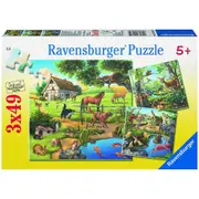3x49pc Ravensburger Forest Zoo & Pets Kids/Childrens Jigsaw Puzzle Toy 5+