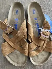 Birkenstock Lugano Mink Soft Footbed Sandals Unisex ( Woman 11.5 Man 10 )$ 145