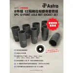 8件組 12 點軸螺母套筒組 ASTRO #78868 8PC 12-POINT AXLE NUT SOCKET SET