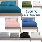1800TC Ultra Soft Fitted Sheet Set Single/KS/Double/Queen/King/SK Bed
