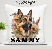 German Shepherd Cushion Cover Sequin Throw Pillow Flip Sequins Personalised